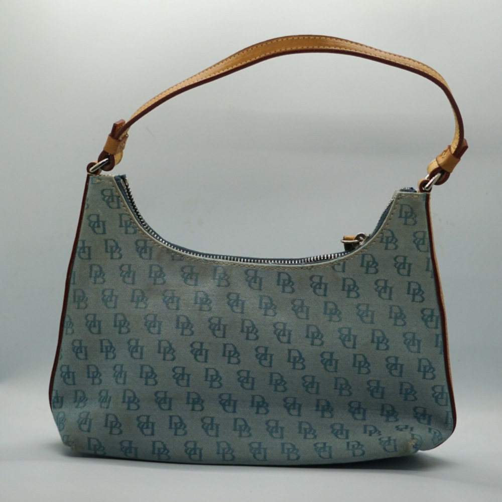 Dooney &  Bourke Small Logo D&B Blue Handbag With Leather Details and Silver